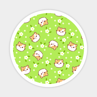 Seamless pattern with cute cats, flowers and leaves Magnet